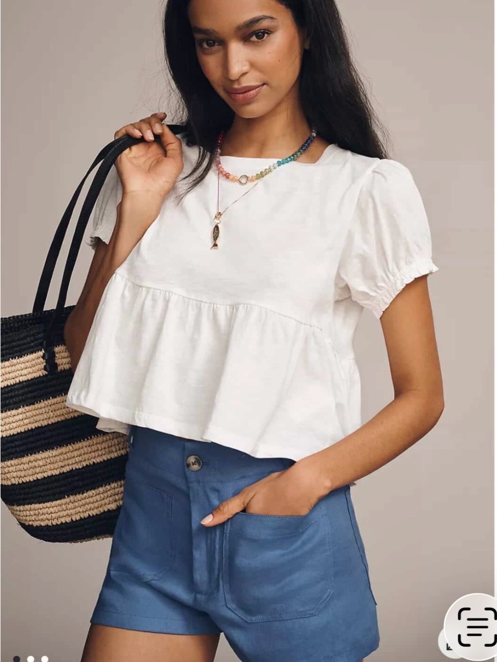 Anthropologie swingy puff sleeve tee size M
